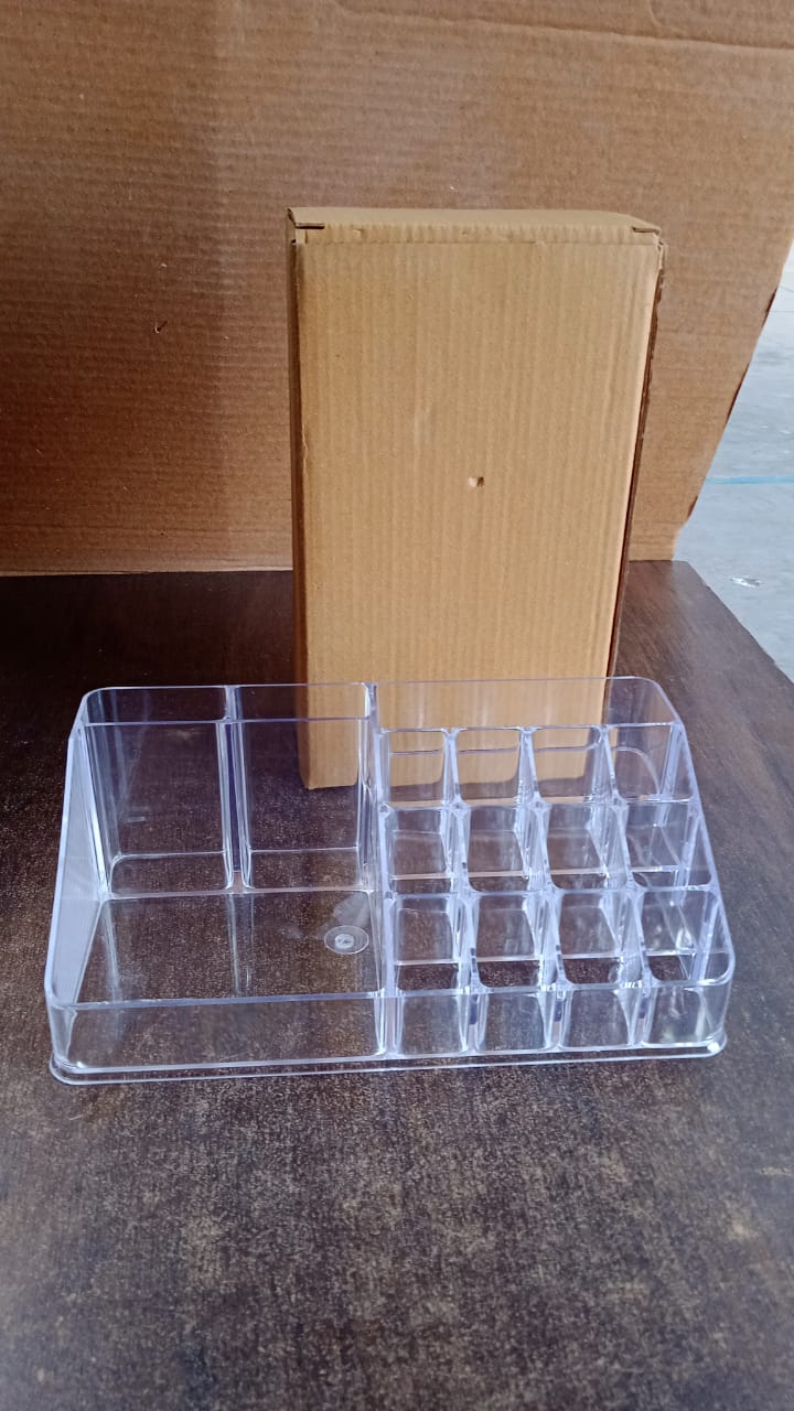 Acrylic Makeup Organizer – 16 Clear Compartments for Cosmetics
