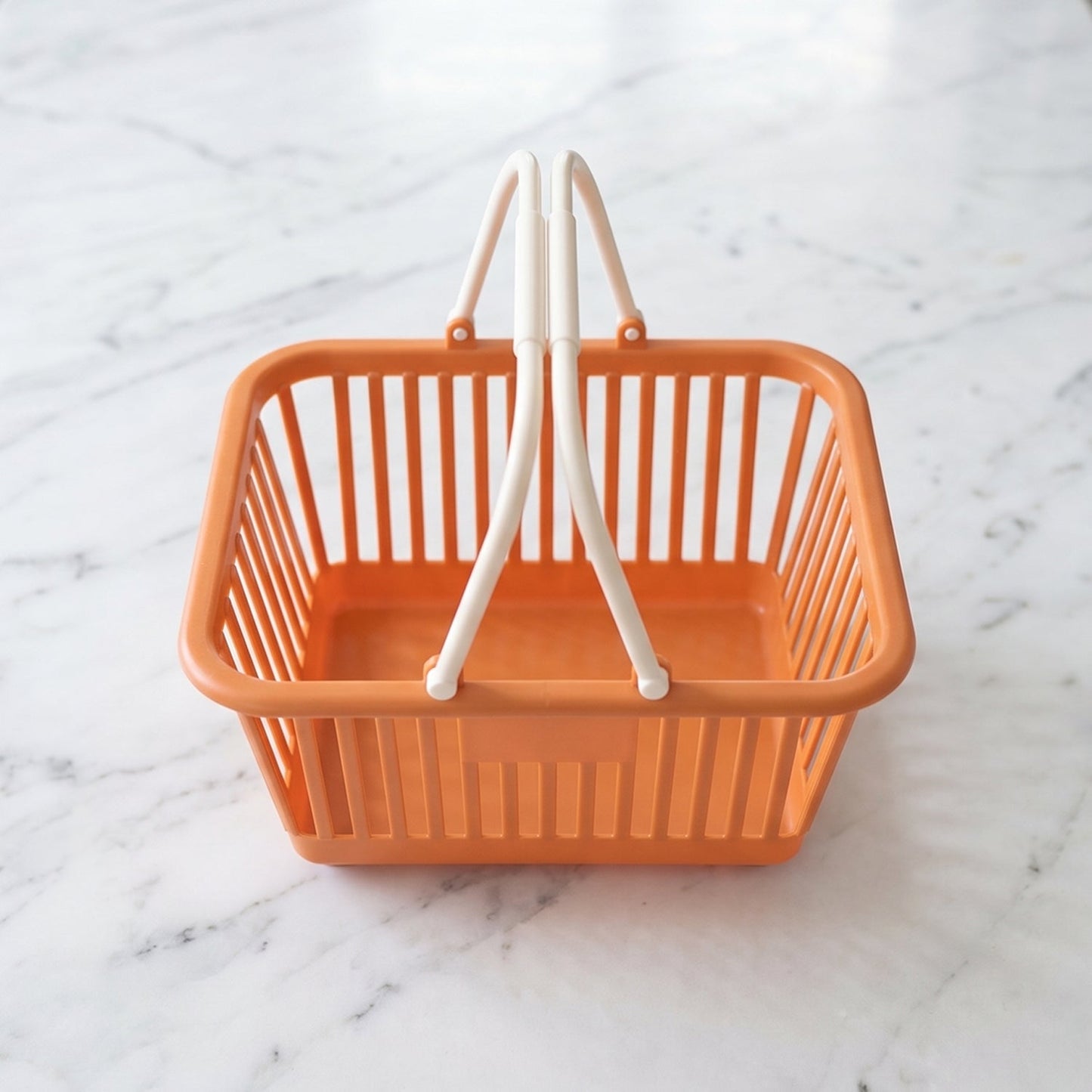 Space-Saving Plastic Storage Basket with Handles – Compact