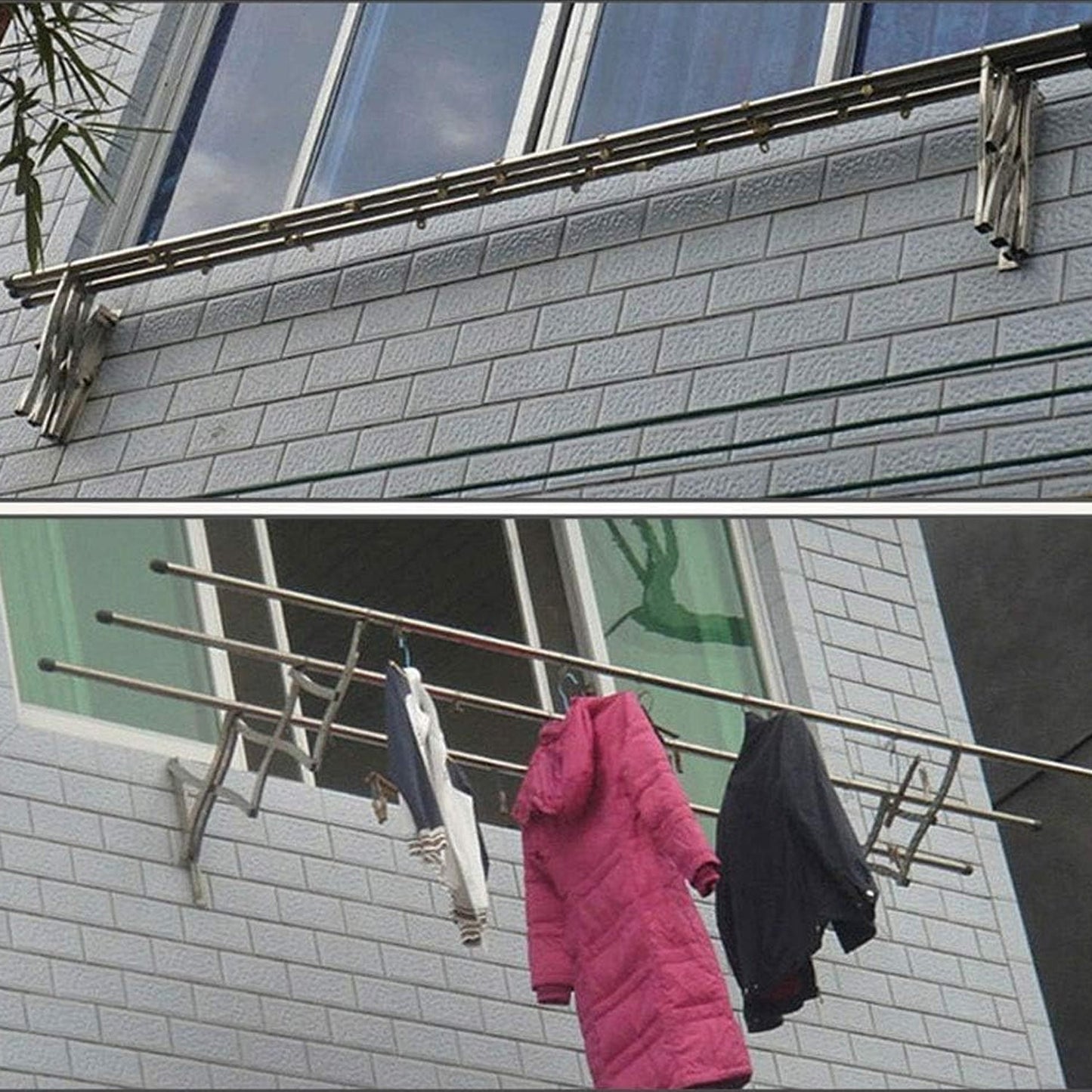 Space-Saving Clothes Rail – Stainless Steel Wall Mount