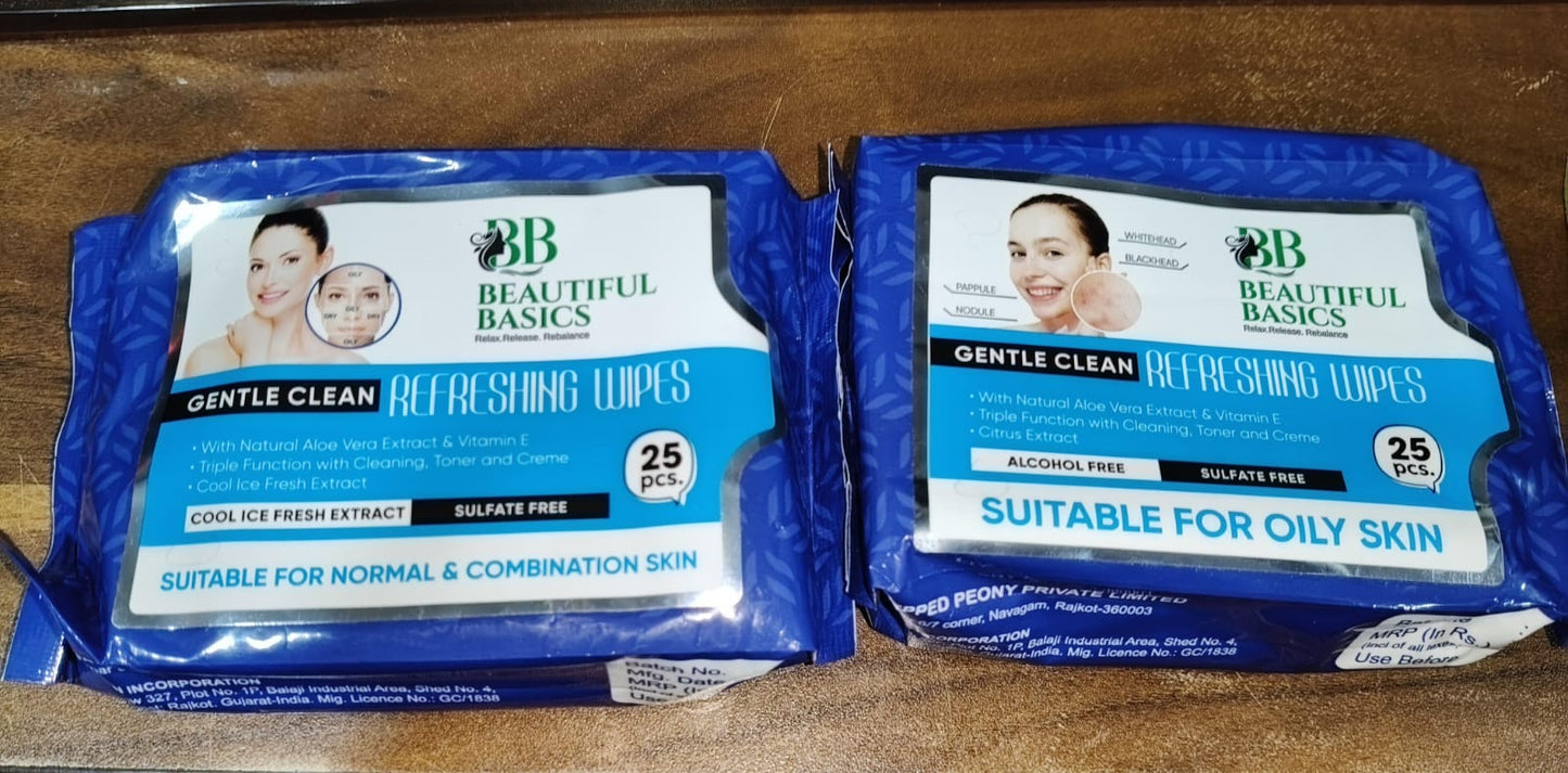 Oily Skin Face Wipes – Refreshing Cleansing | Beautiful Basics (2x50)