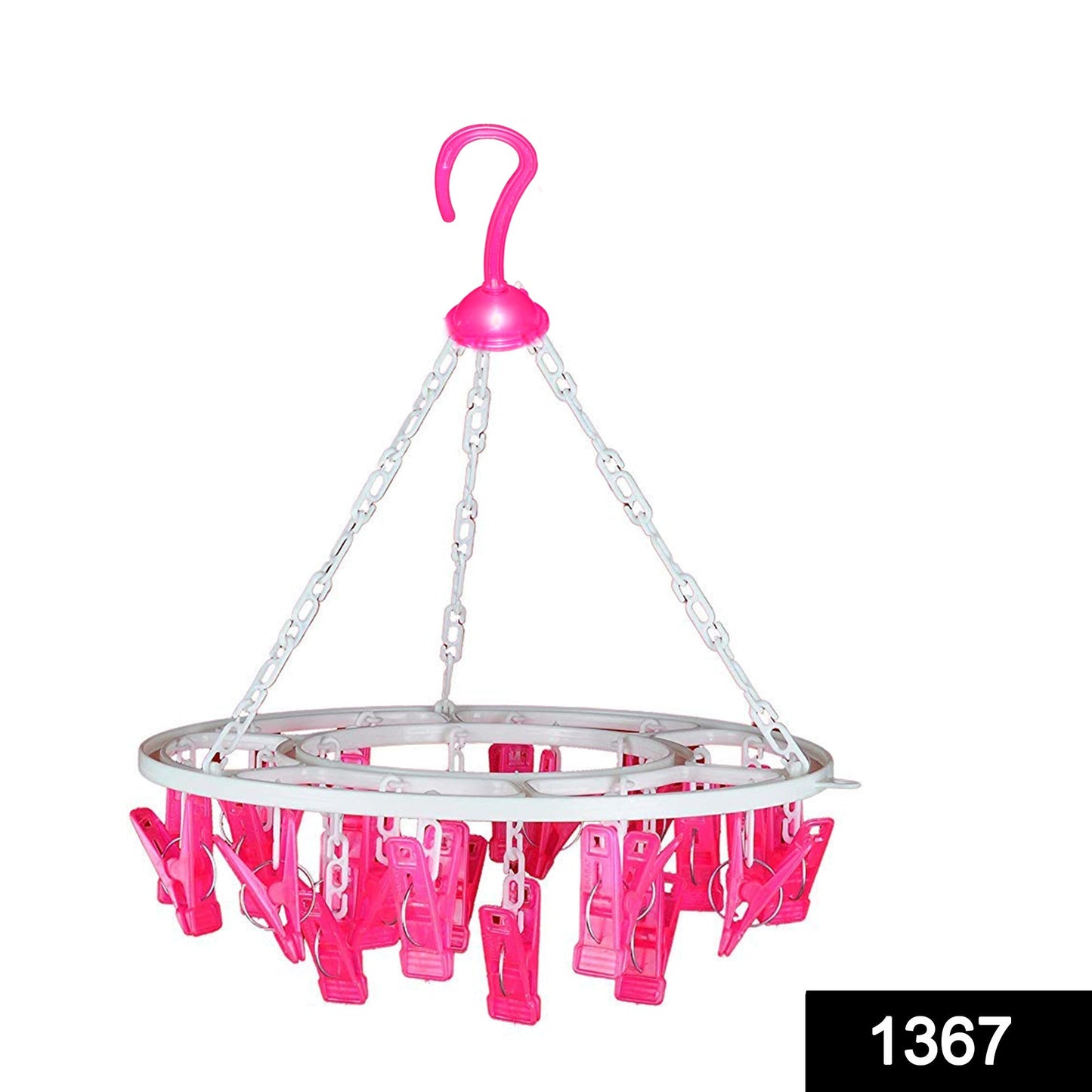 Space-Saving Cloth Drying Hanger – Round with 24 Clips