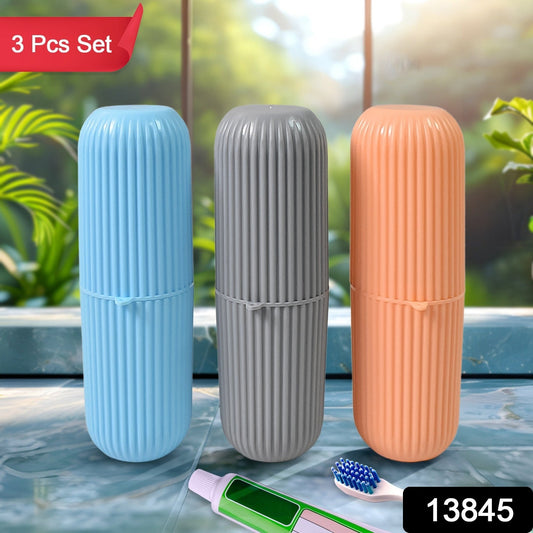 Travel Toothbrush Holder – 3 Pc Multicolor Kit
