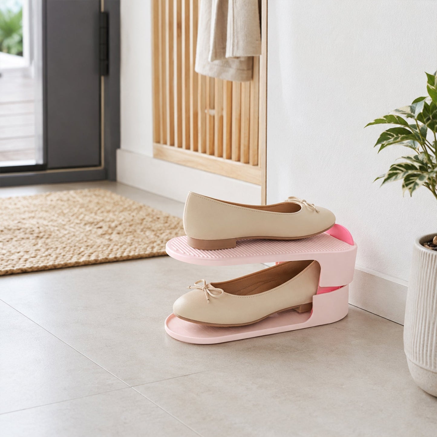 Space-Saving Adjustable Shoe Storage Rack – Stackable Design