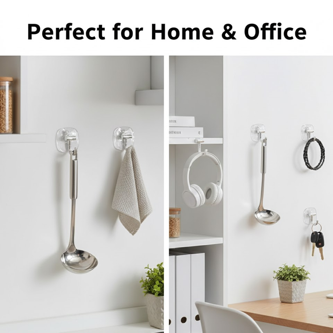 Heavy-Duty Plastic Self Adhesive Wall Hooks – 15KG Capacity - main product view