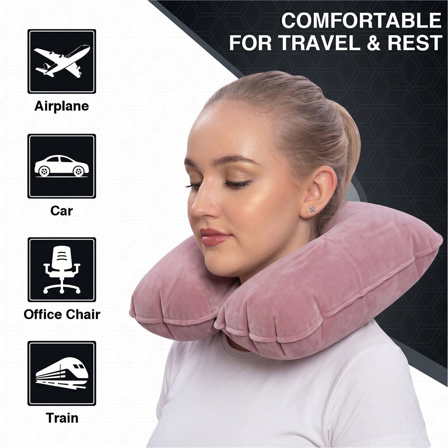 U-Shaped Travel Neck Pillow – Ergonomic Soft Foam Support for Comfort