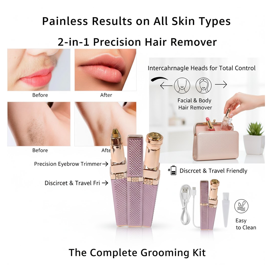 2-in-1 Eyebrow Razor – Rechargeable, Painless Hair Shaver with LED Light