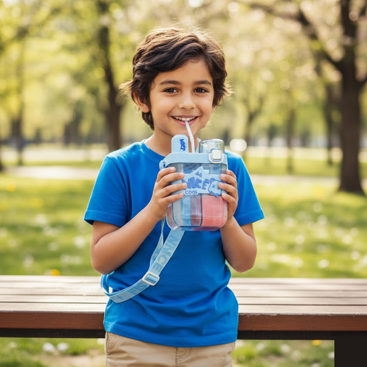 Stay Hydrated Kids Water Bottle with Dual Compartments – Straw - main product view