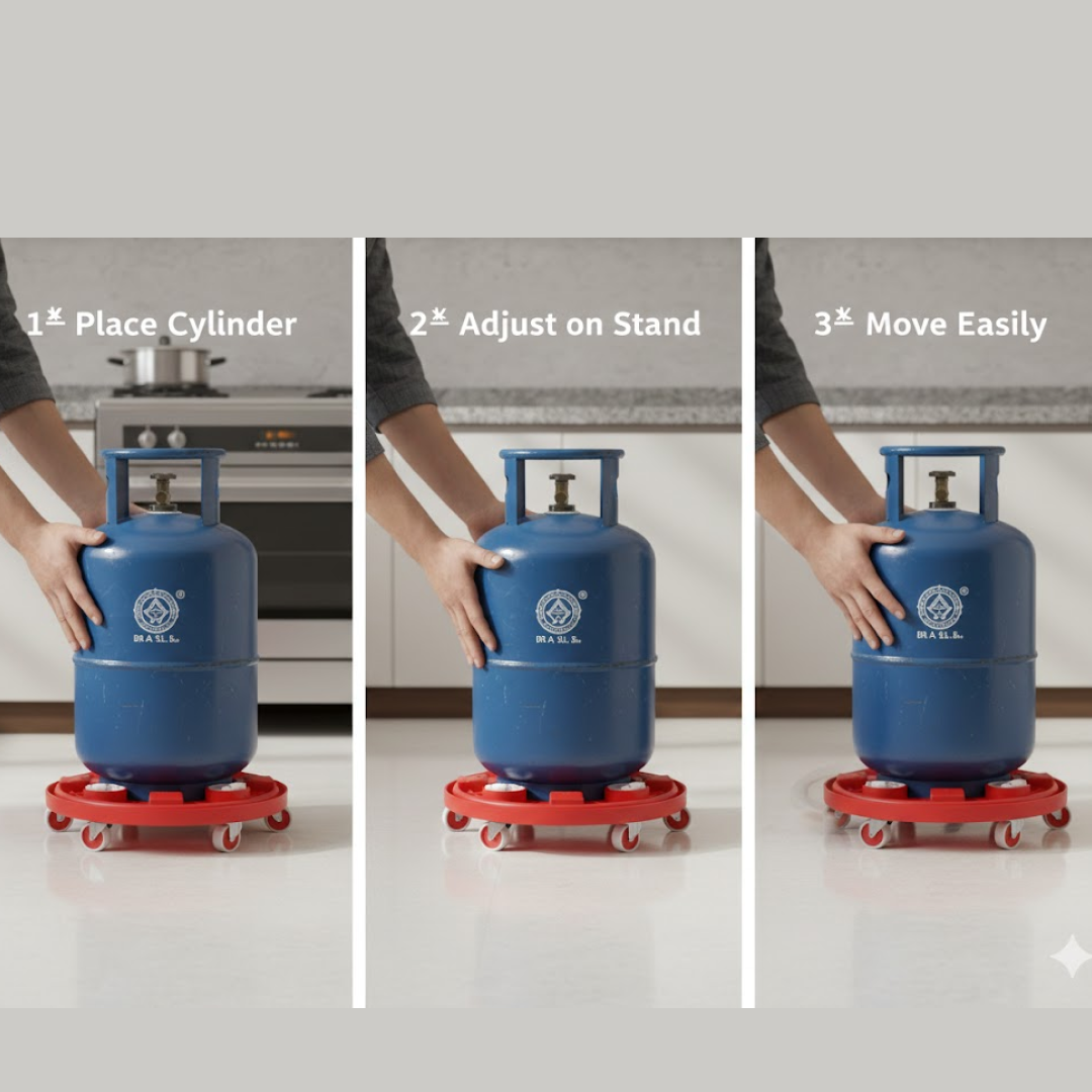 Premium-Finish Gas Cylinder Trolley – Movable Wheels