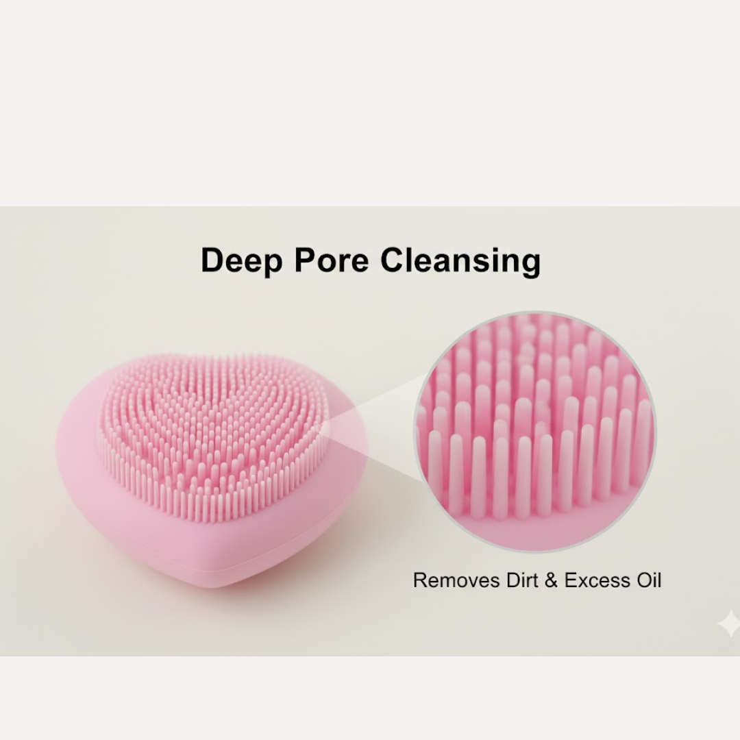 Silicone Face Wash Brush – Heart-Shaped Deep Cleansing | Glimmerly