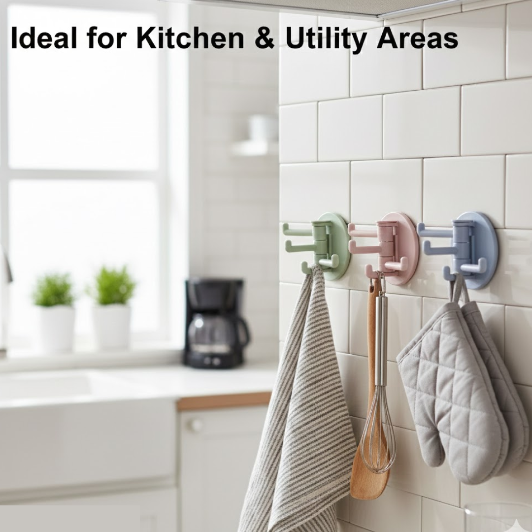 Clutter-Free Storage Punch-Free Sticky Hook – 3-Hook