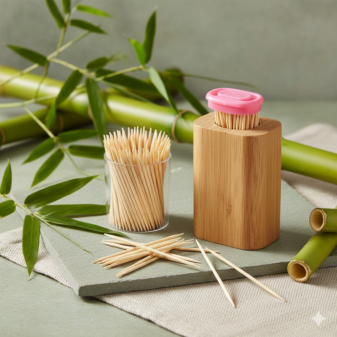 Bamboo Toothpicks – Eco-Friendly Reusable Dispenser Box | Organivo