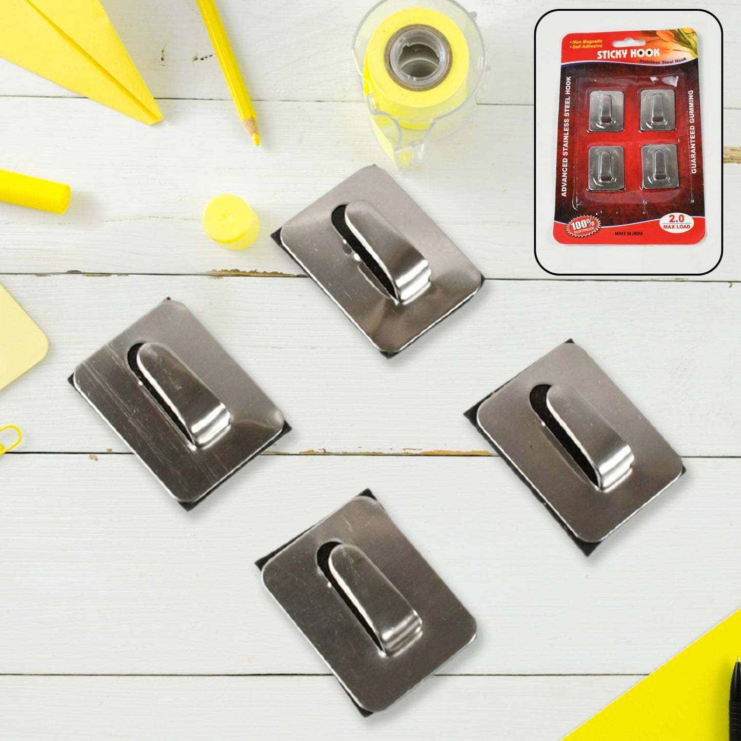 Heavy-Duty Self-Adhesive Wall Hooks – Steel