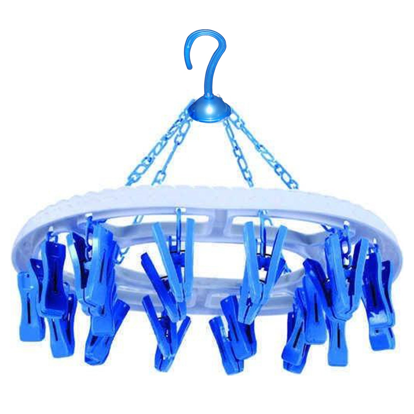18-Clip Cloth Drying Hanger – Round Plastic for Delicates