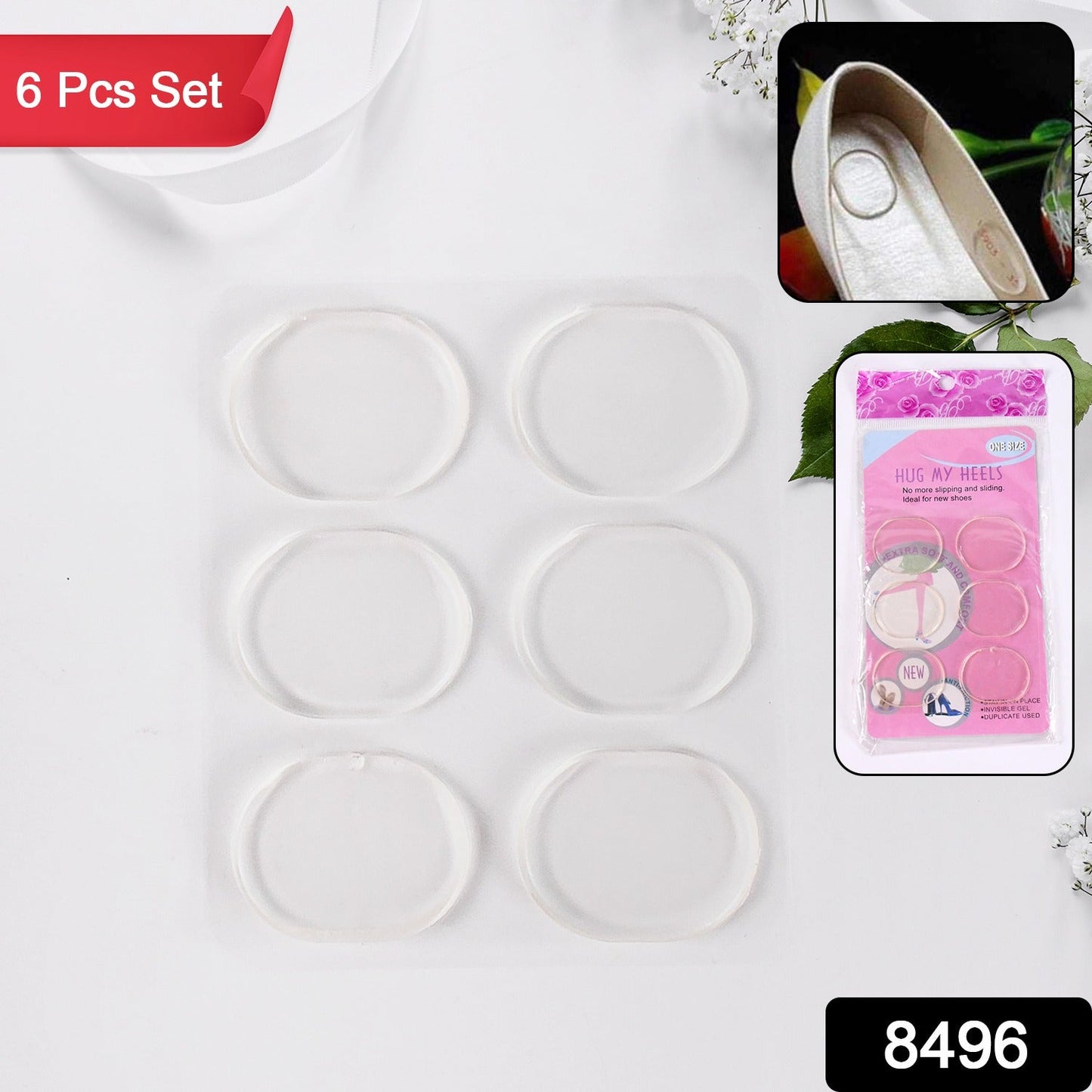 Silicone Shoe Insoles Heel Pads – 6 Pc Cushion Set | FitFuzion