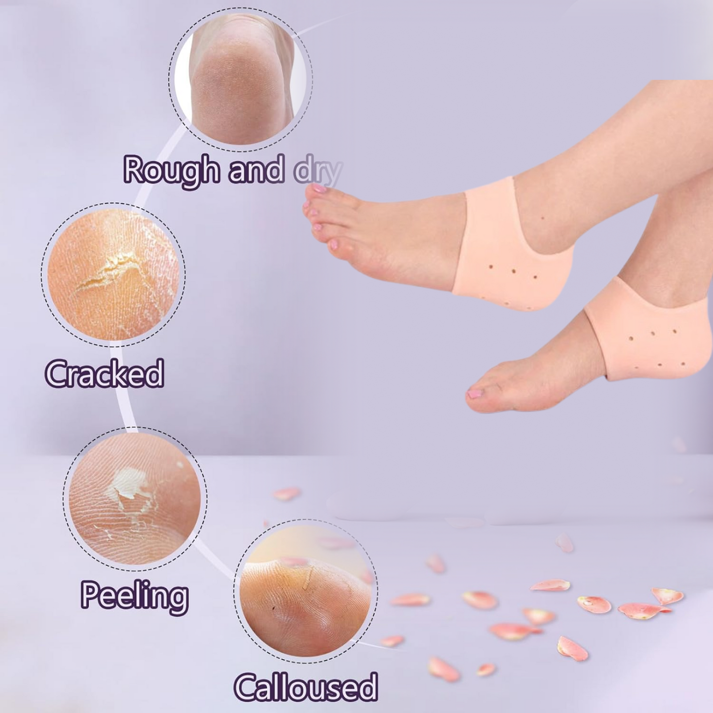 Silicone Heel Protectors – Anti-Crack Moisturizing Socks