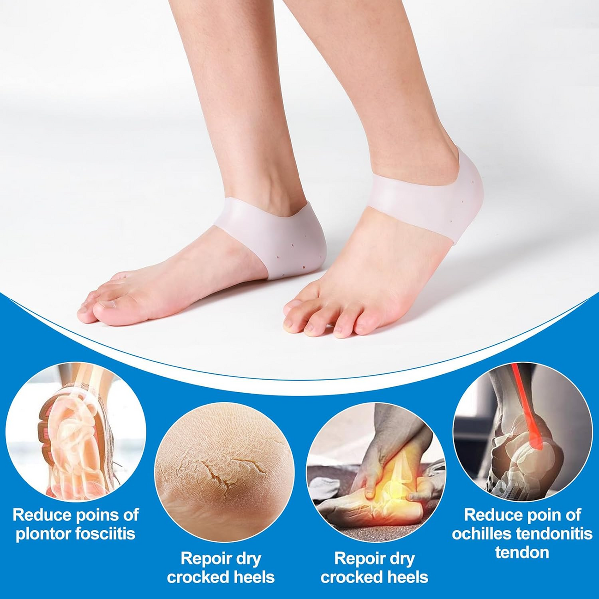 Silicone Heel Protectors – Anti-Crack Moisturizing Socks
