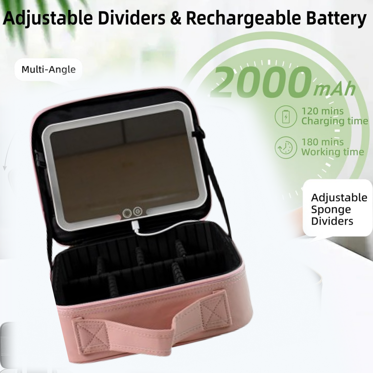LED Makeup Organizer Box – Touch Sensor Mirror & USB Rechargeable