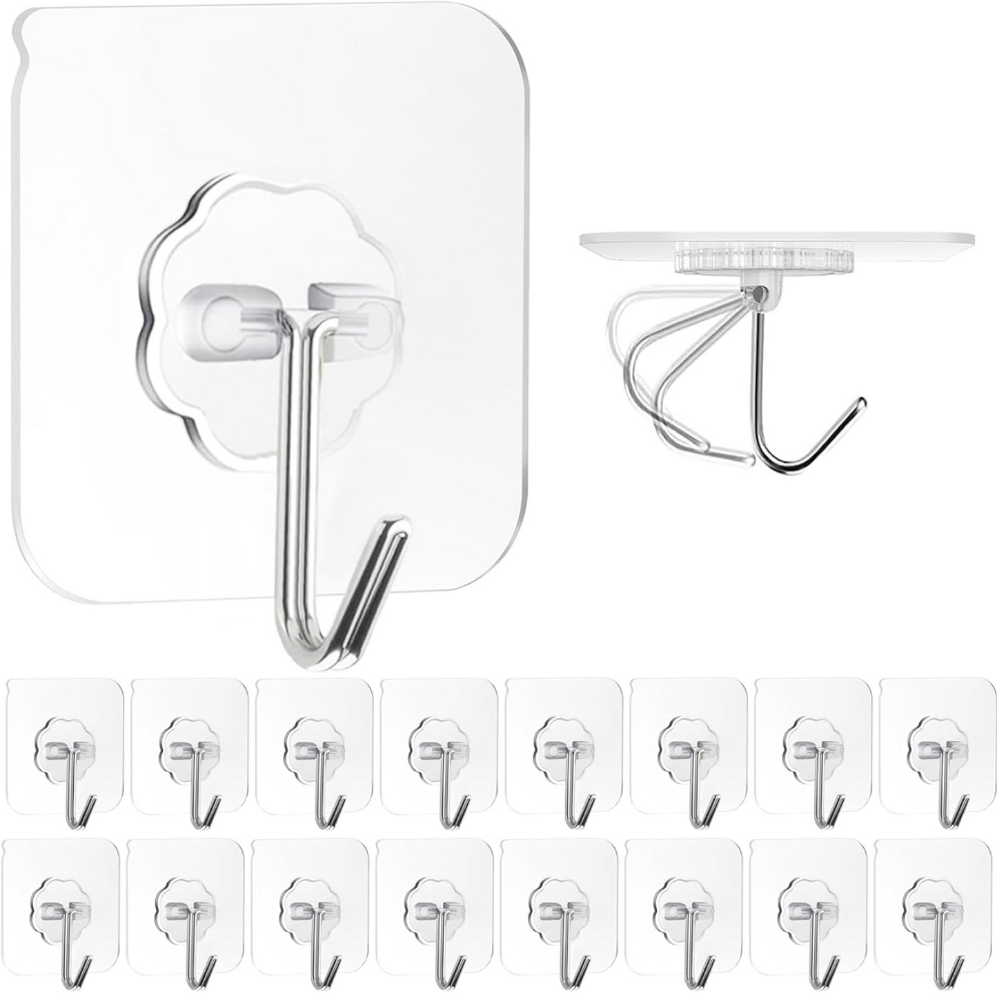 Heavy-Duty Adhesive Wall Hooks – Pc Transparent Set