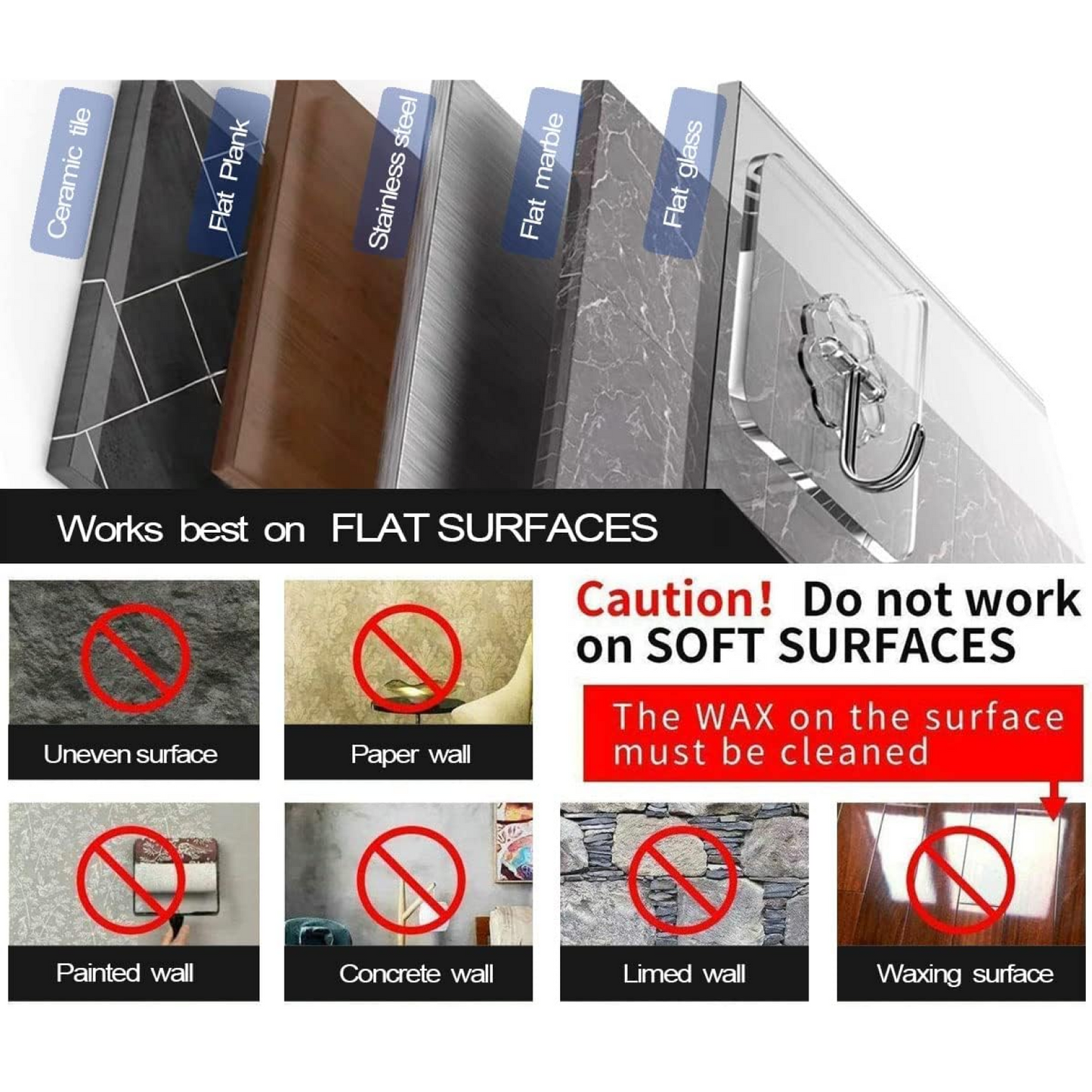 Heavy-Duty Adhesive Wall Hooks – Pc Transparent Set