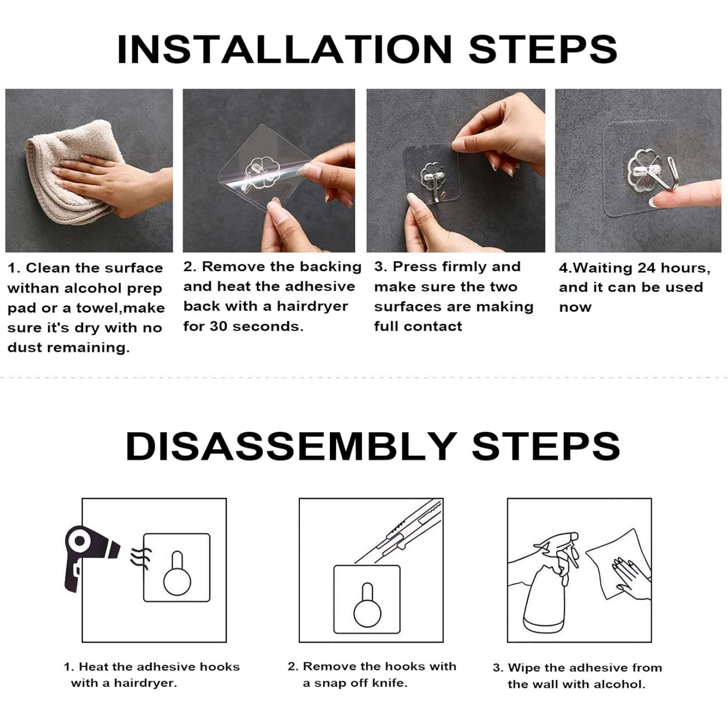 Heavy-Duty Adhesive Wall Hooks – Pc Transparent Set