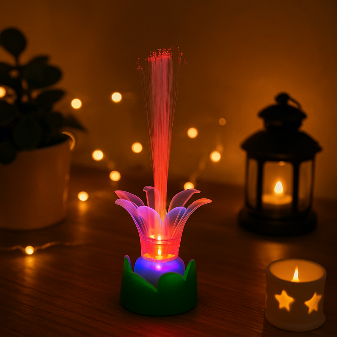 Vibrant multicolor LED candlelight glowing brightly.