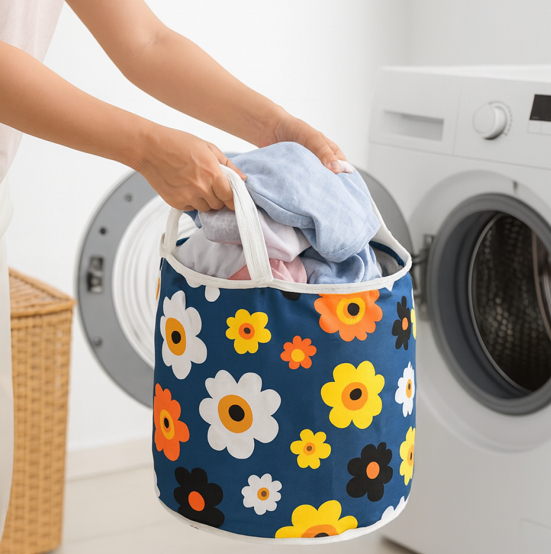 Space-Saving Canvas Laundry Bag for Home & Toy Storage