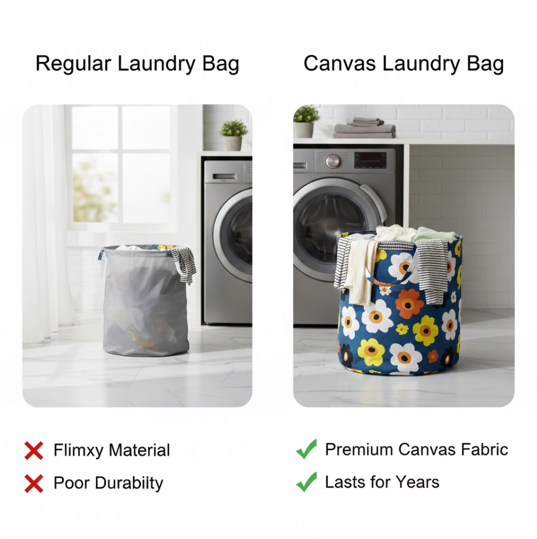 Space-Saving Canvas Laundry Bag for Home & Toy Storage