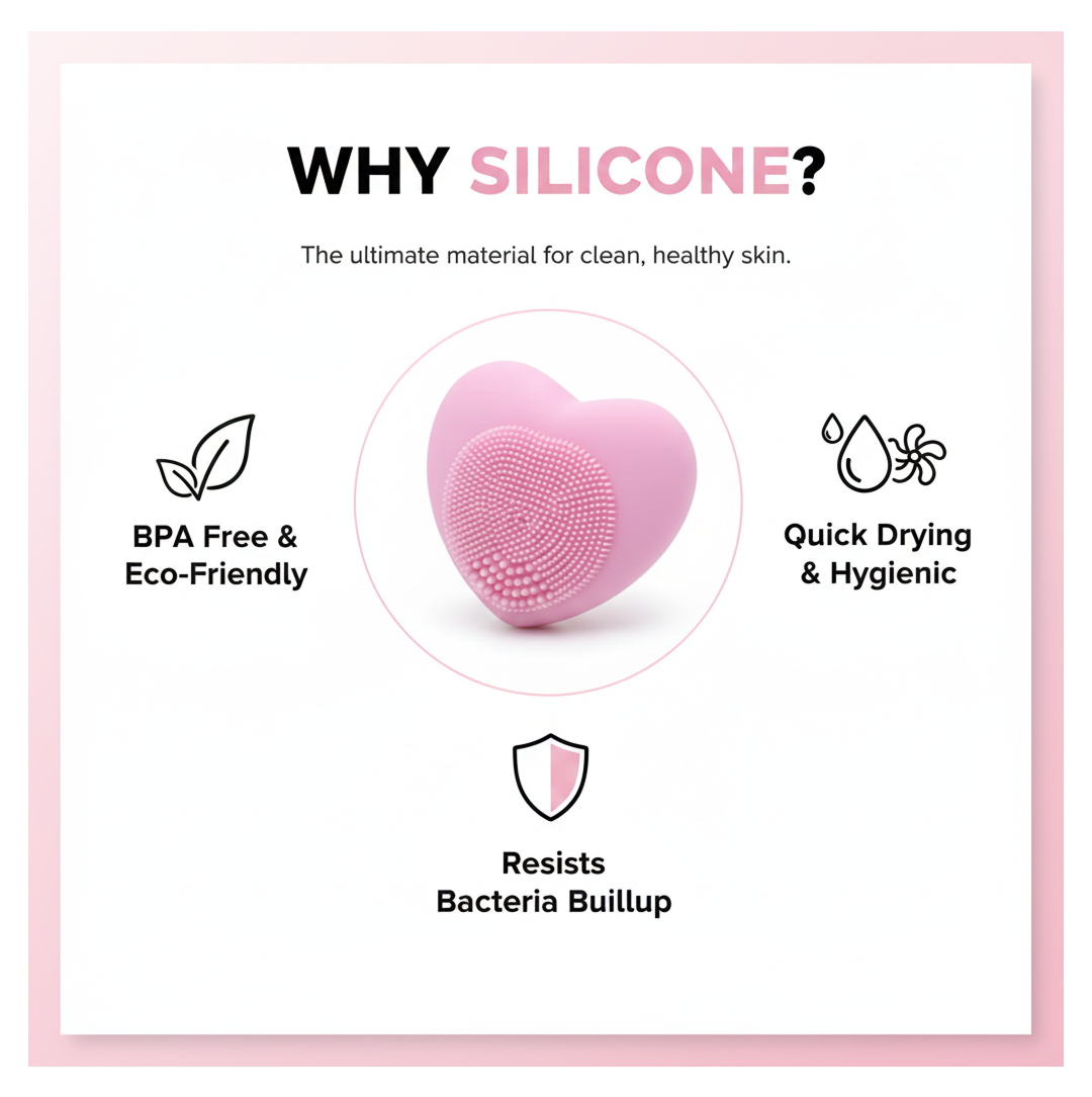 Silicone Face Wash Brush – Heart-Shaped Deep Cleansing | Glimmerly