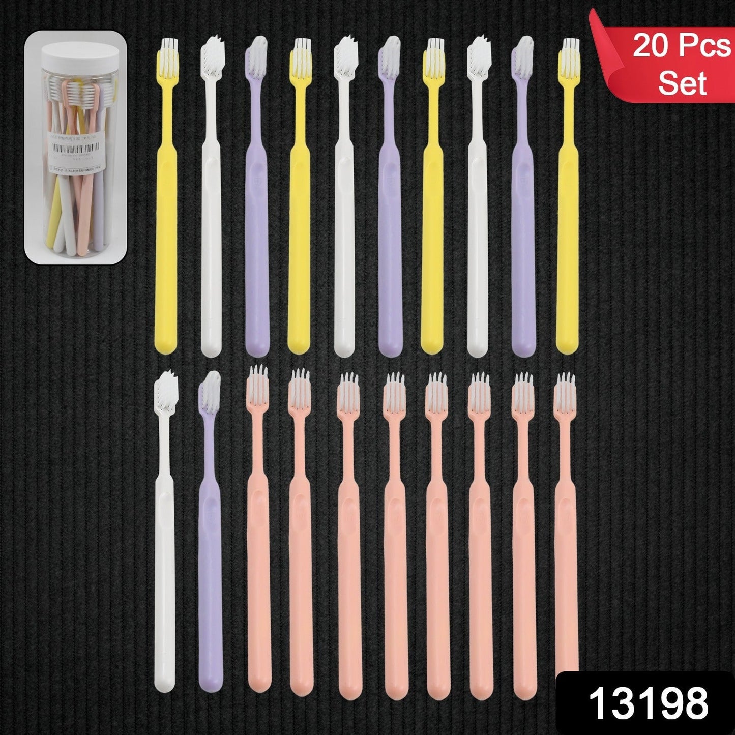 Soft Plastic Toothbrush Set – 20 Pcs with Travel Box | BrushedUp