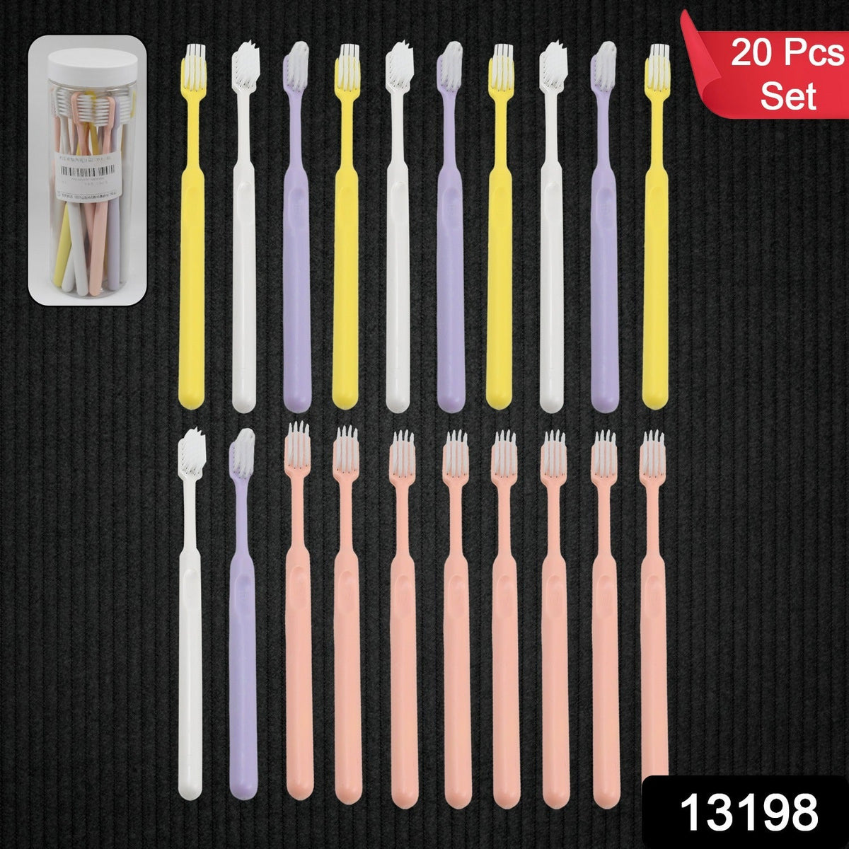 Soft Plastic Toothbrush Set – 20 Pcs with Travel Box