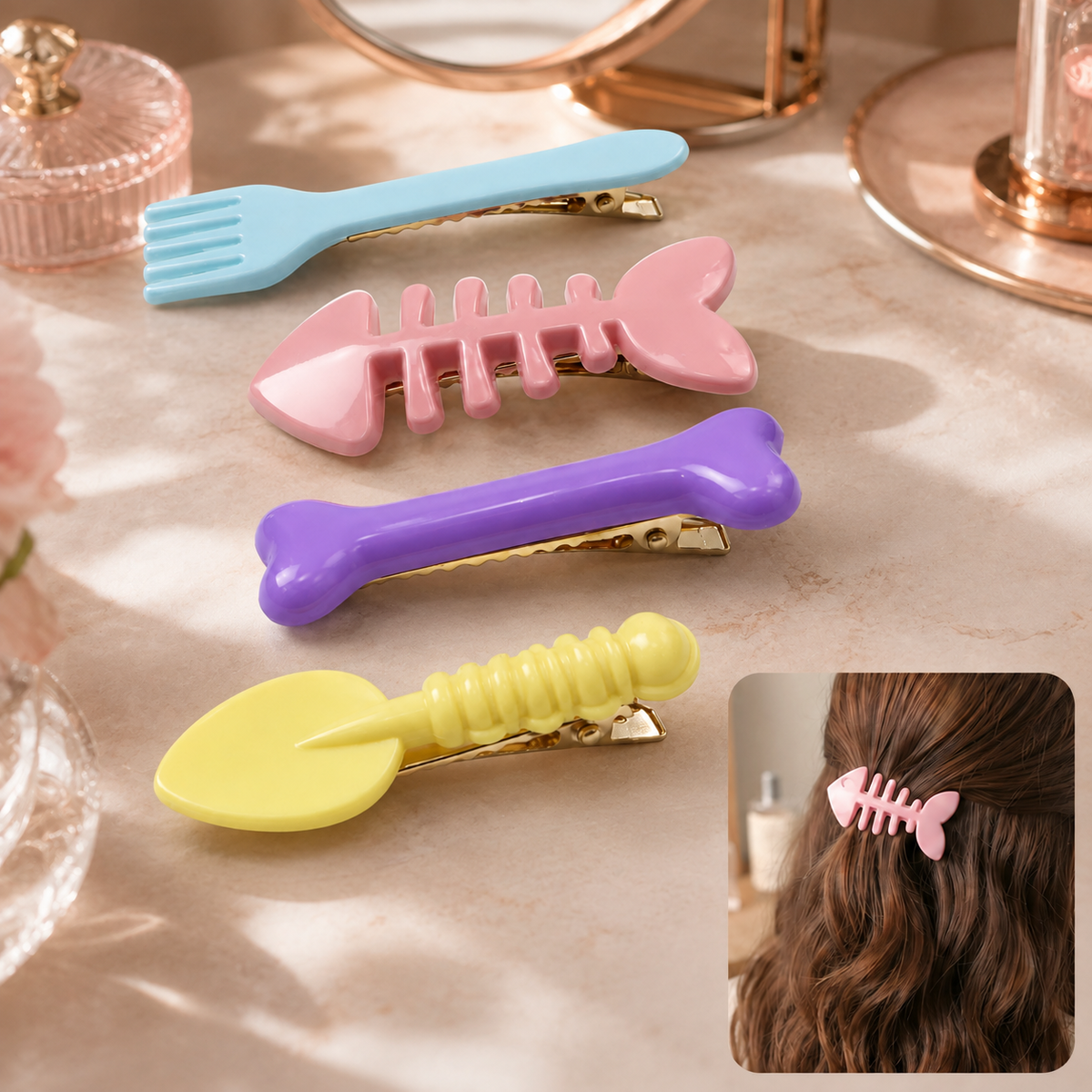 Cartoon Hair Clips – Playful & Secure 4-Pc Hair Accessories - view 1