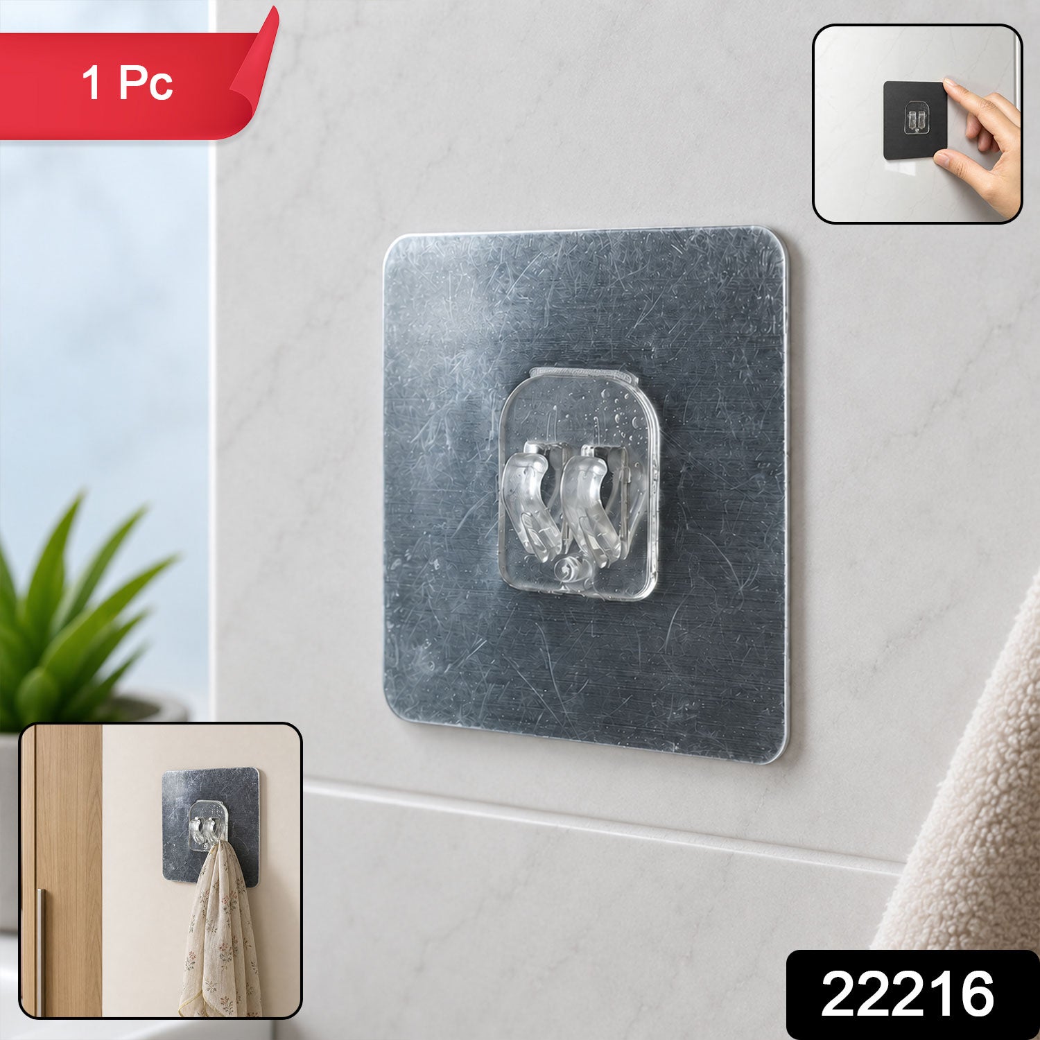 Reusable Self-Adhesive Transparent Wall Hook – Damage-Free - main product view