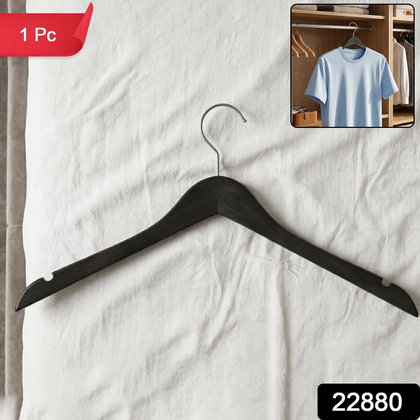 Ergonomic Premium Cloth Hanger – Durable with Metal Hook - main product view