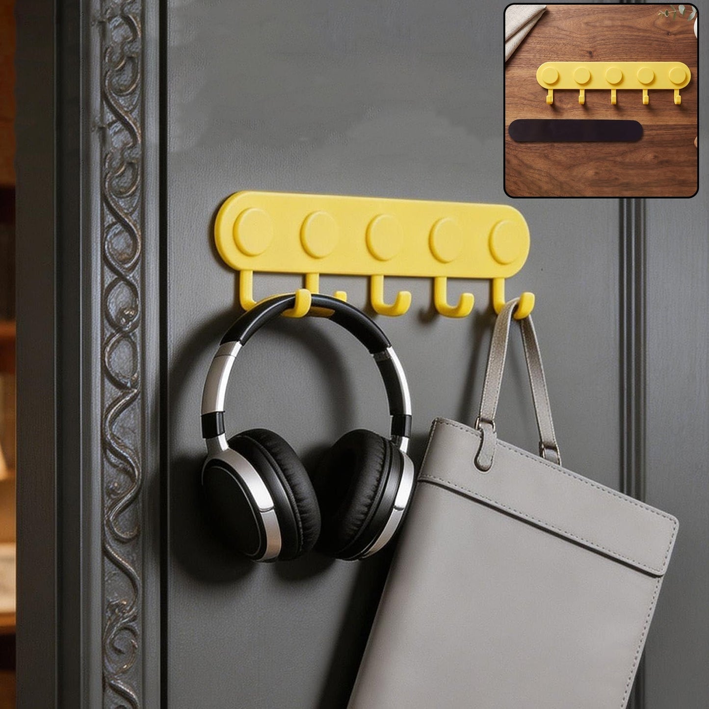 Stay Organized Self-Adhesive Plastic 5-Hook Wall (1 Pc)