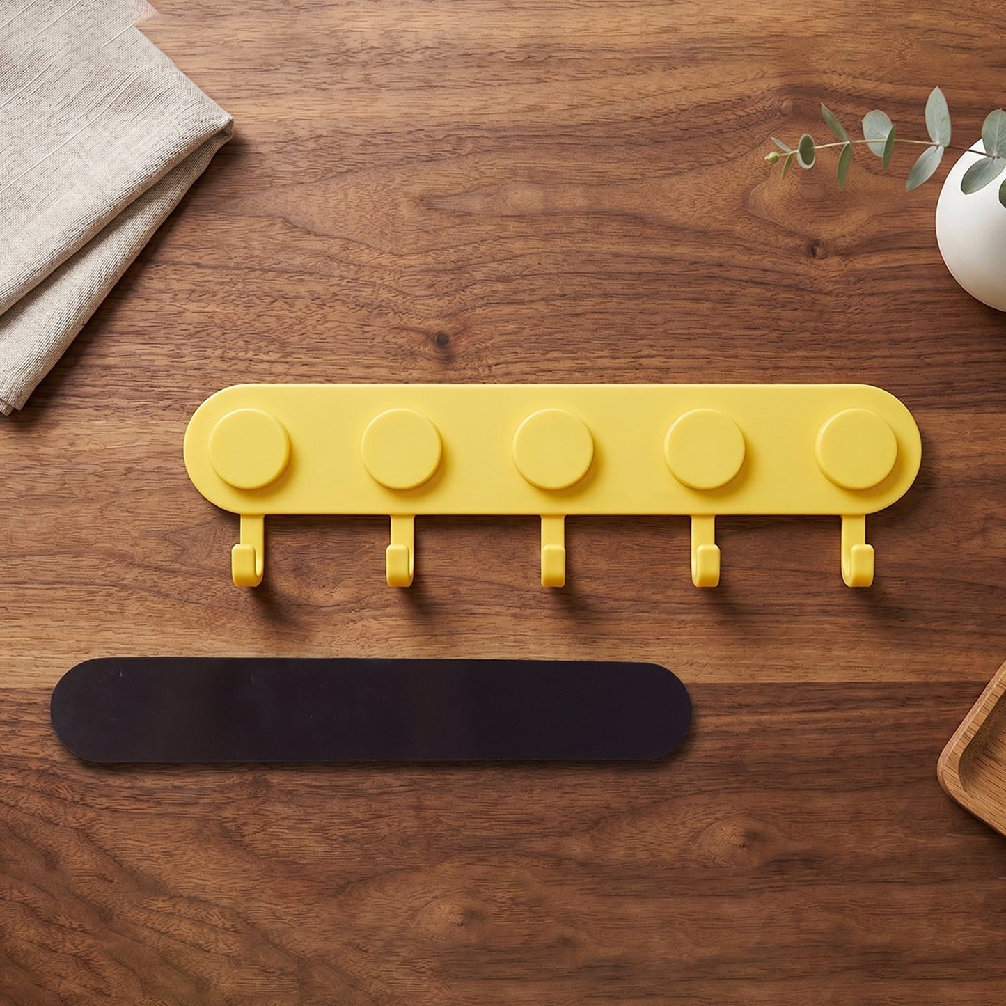 Stay Organized Self-Adhesive Plastic 5-Hook Wall (1 Pc)