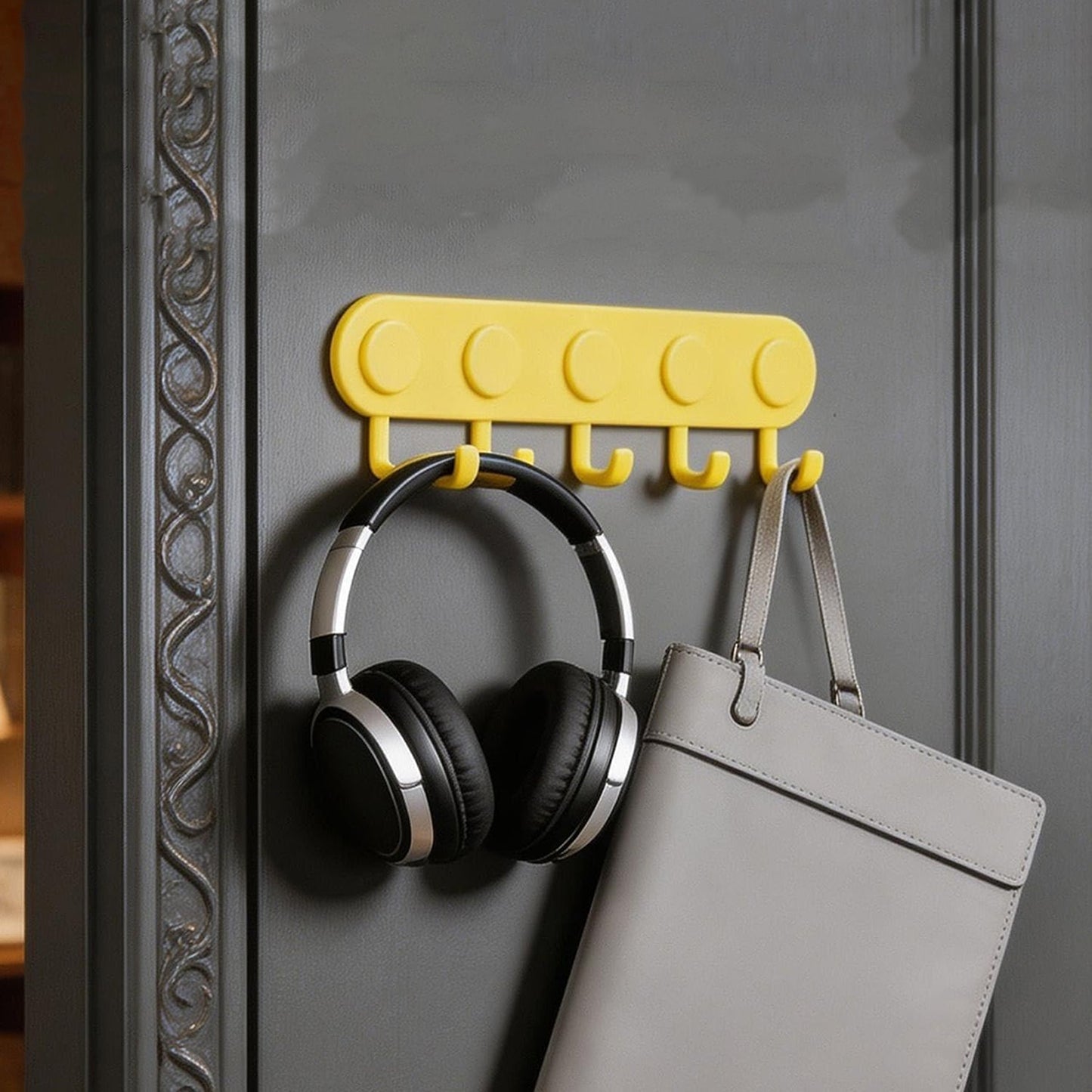 Stay Organized Self-Adhesive Plastic 5-Hook Wall (1 Pc)