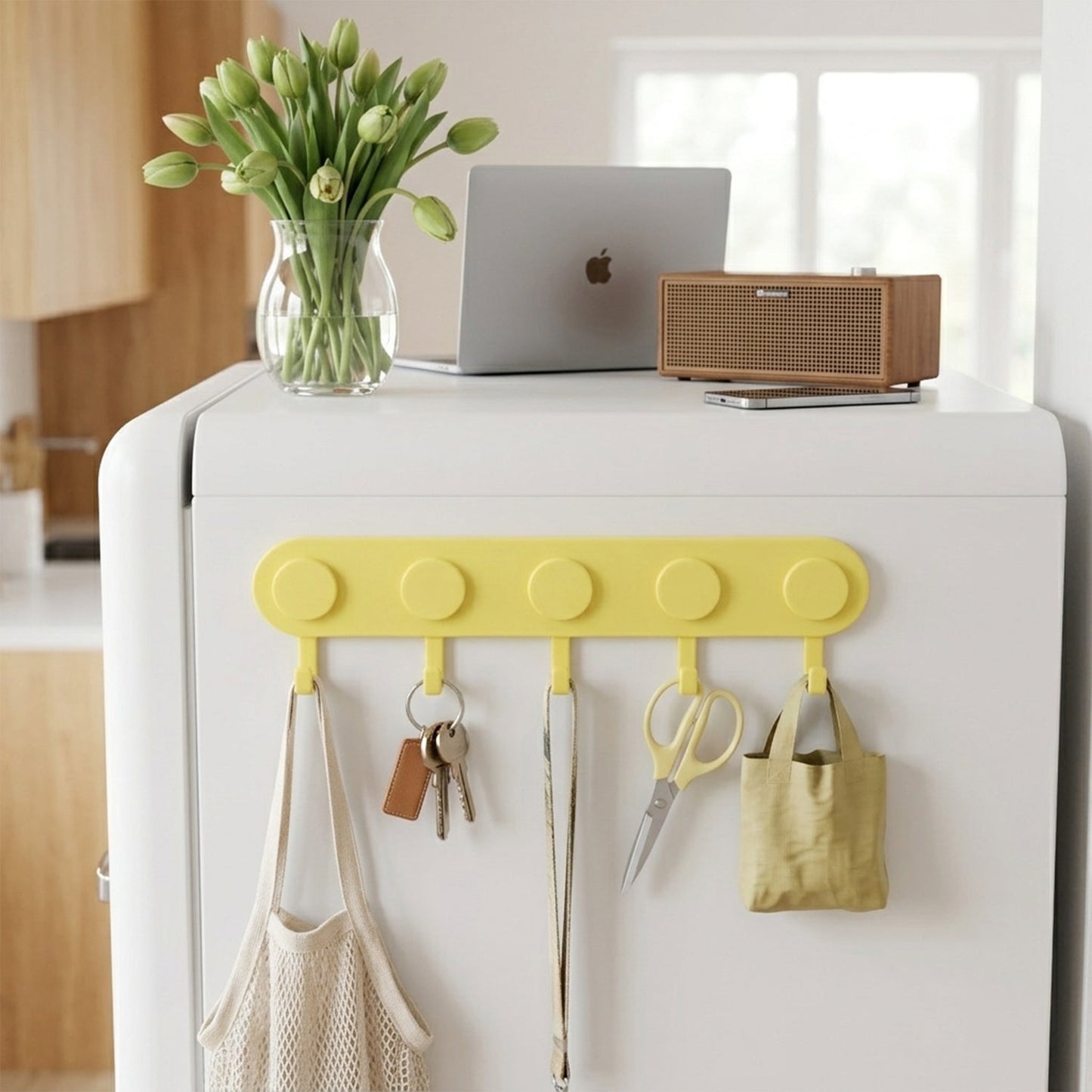 Stay Organized Self-Adhesive Plastic 5-Hook Wall (1 Pc)