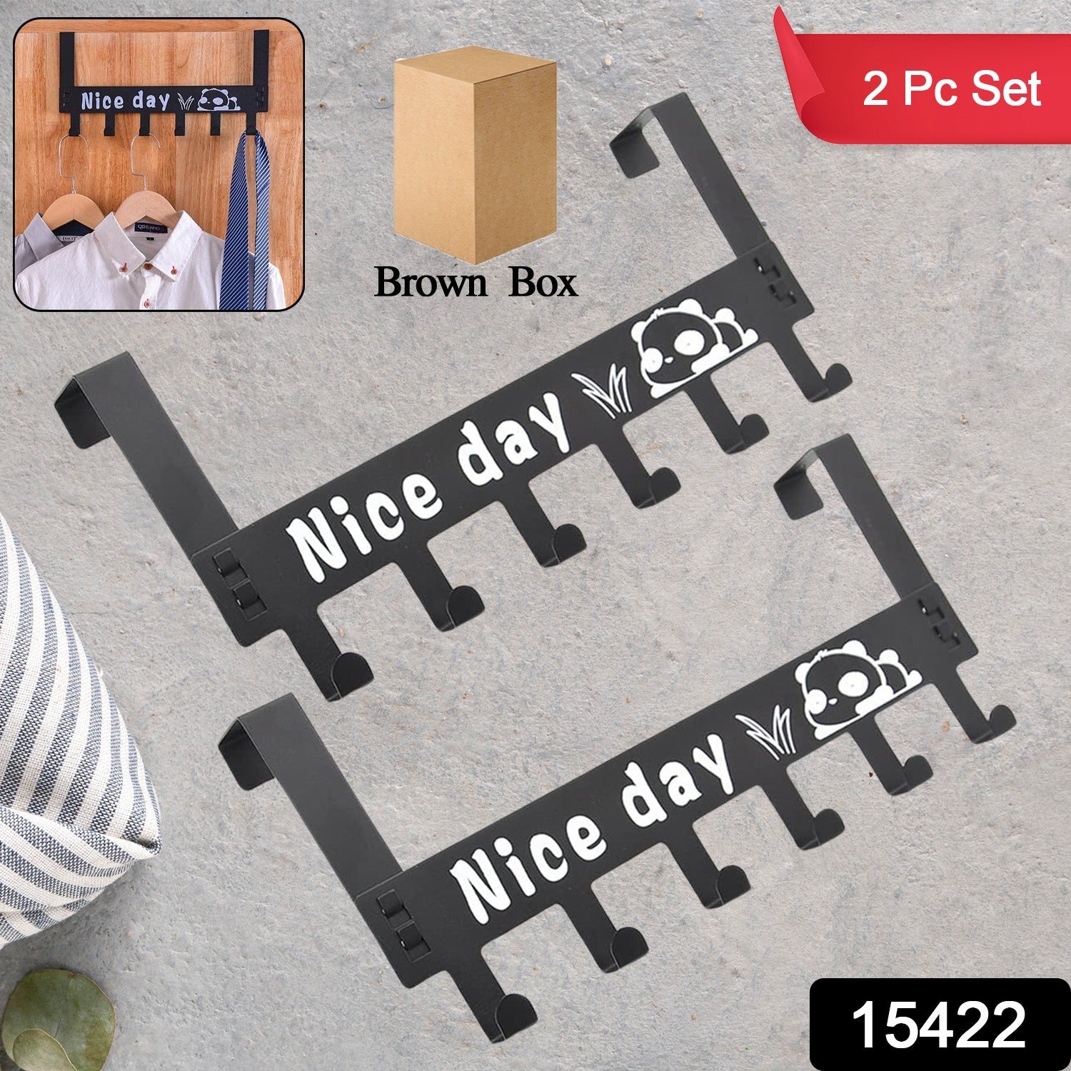 Heavy-Duty Carbon Steel Over Door Hook Rack – Hooks, Black - main product view