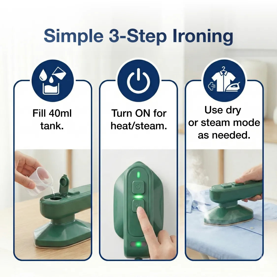 All-in-One Portable Steam Iron – Travel Garment Steamer