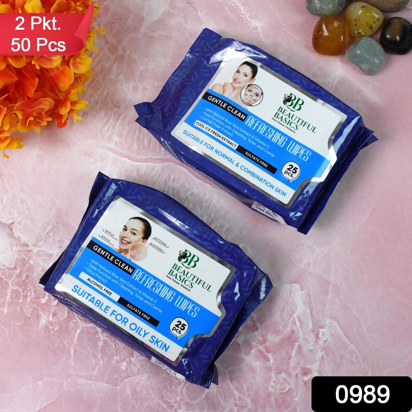 Oily Skin Face Wipes – Refreshing Cleansing | Beautiful Basics (2x50)