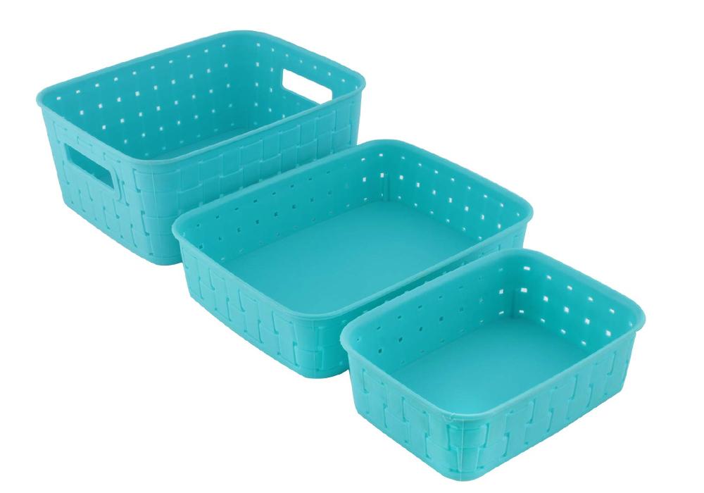 Stay Organized Storage Baskets Set – Food-Grade Plastic, Sky