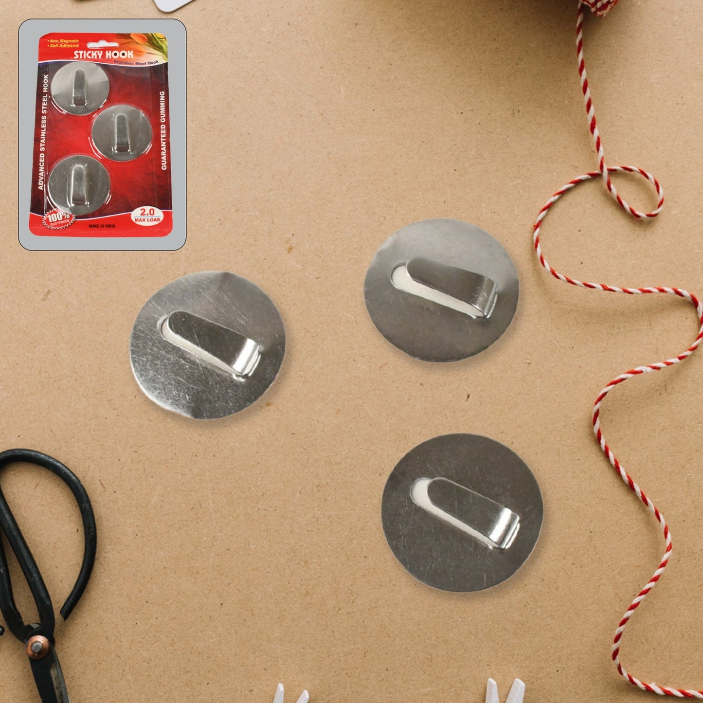 Heavy-Duty Self-Adhesive Hooks – Steel Wall Hangers