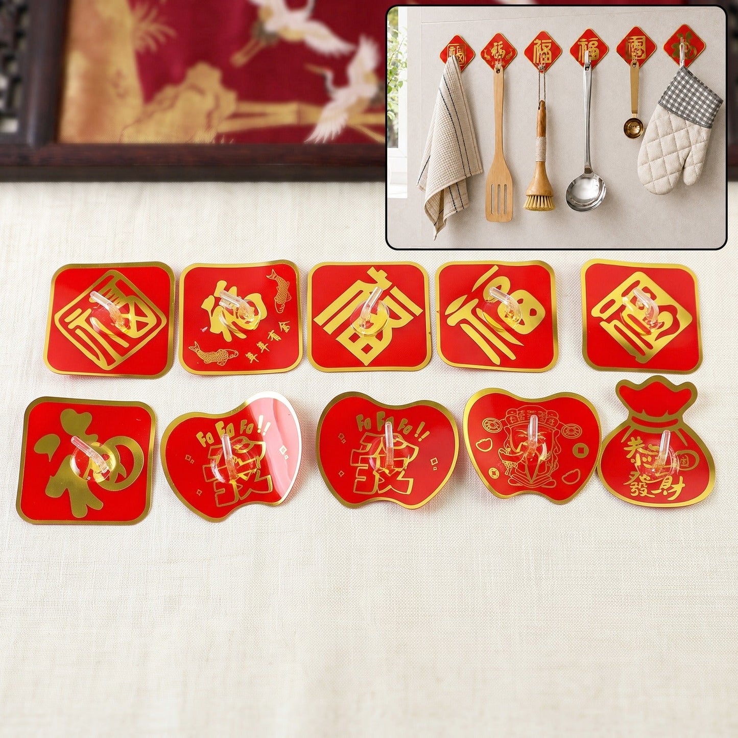 Self Adhesive Wall Hooks, Decorative Strong (10 Pcs Set)