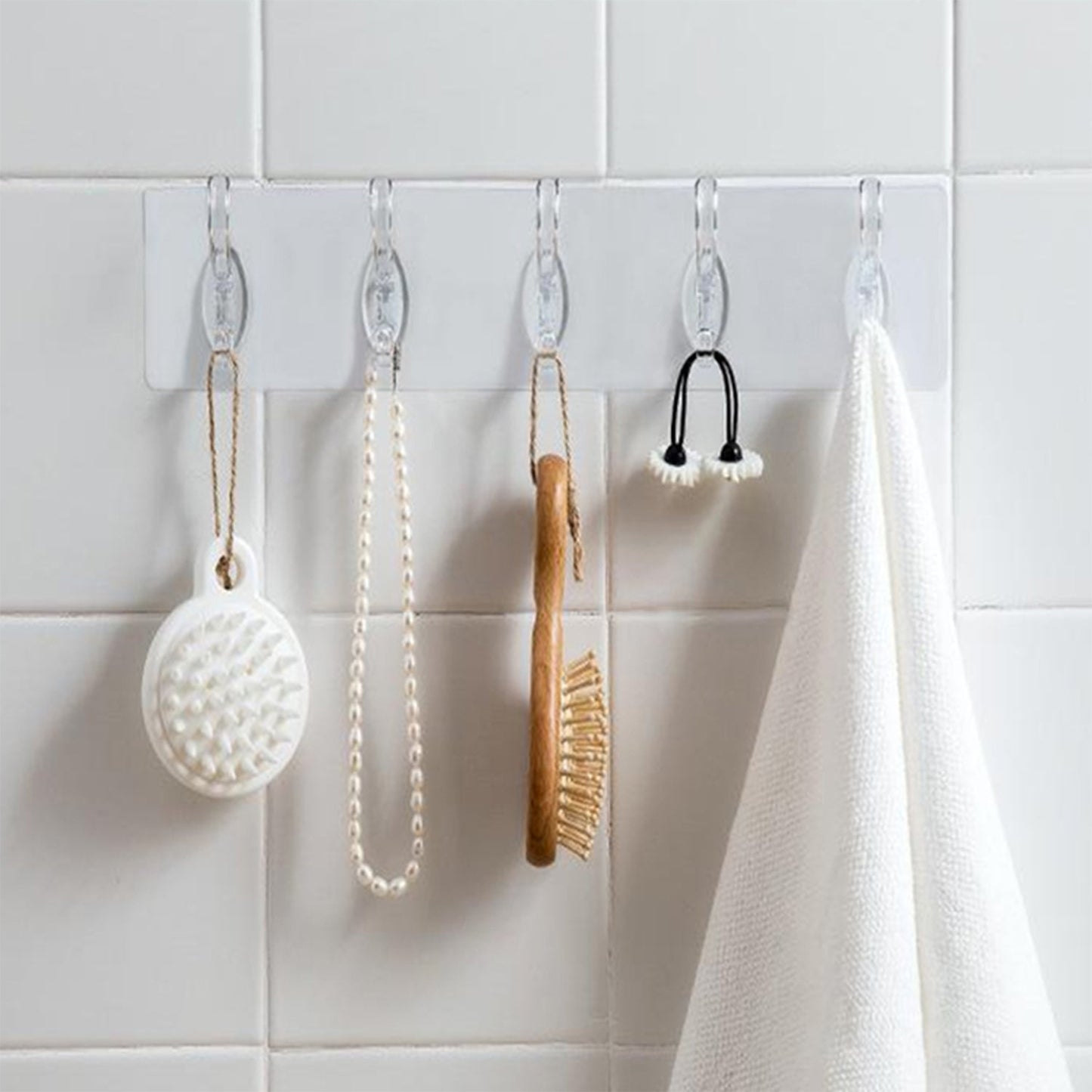 Heavy-Duty Adhesive Wall Hooks – Transparent & 5 Pc