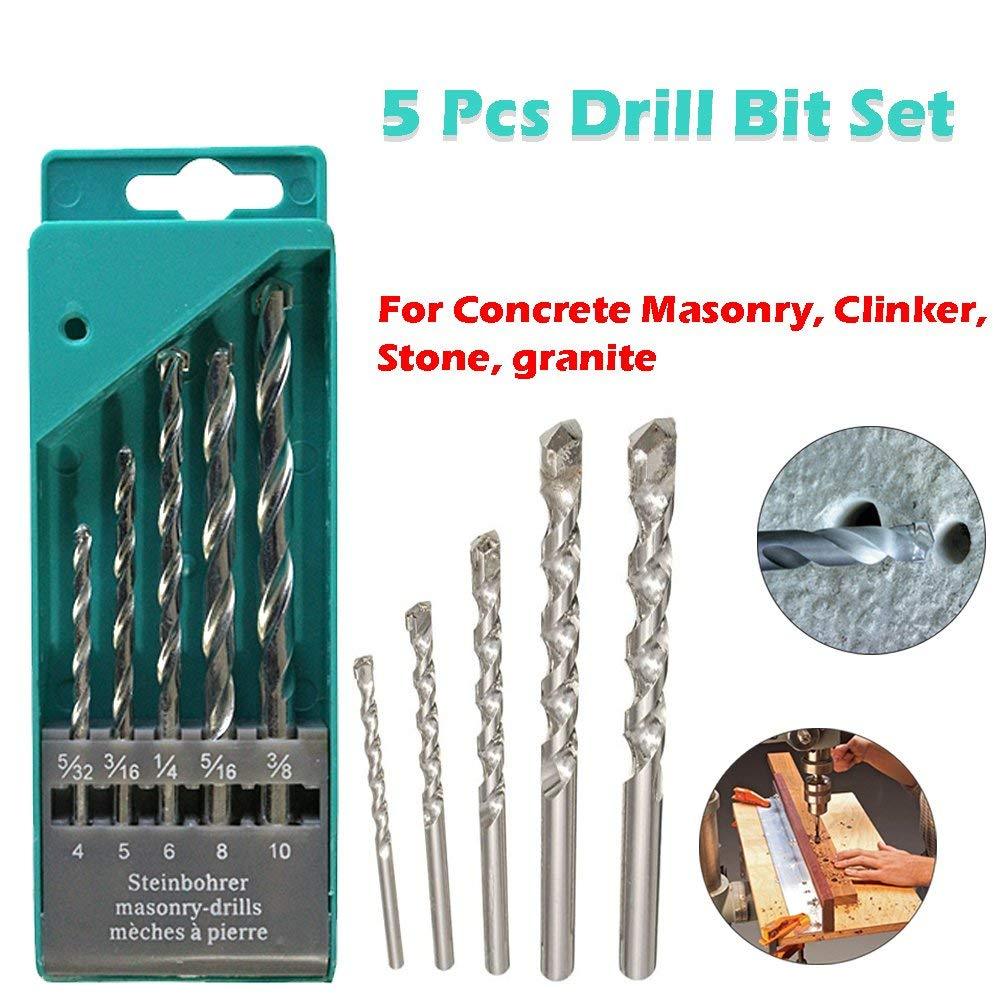 A collage showing the drill bit set, loose bits, a drill bit in use, and a person using a saw, with text overlay.
