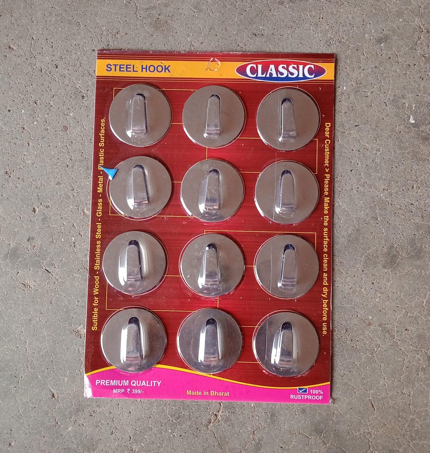 All-in-One Self-Adhesive Wall Hooks – Pcs Steel