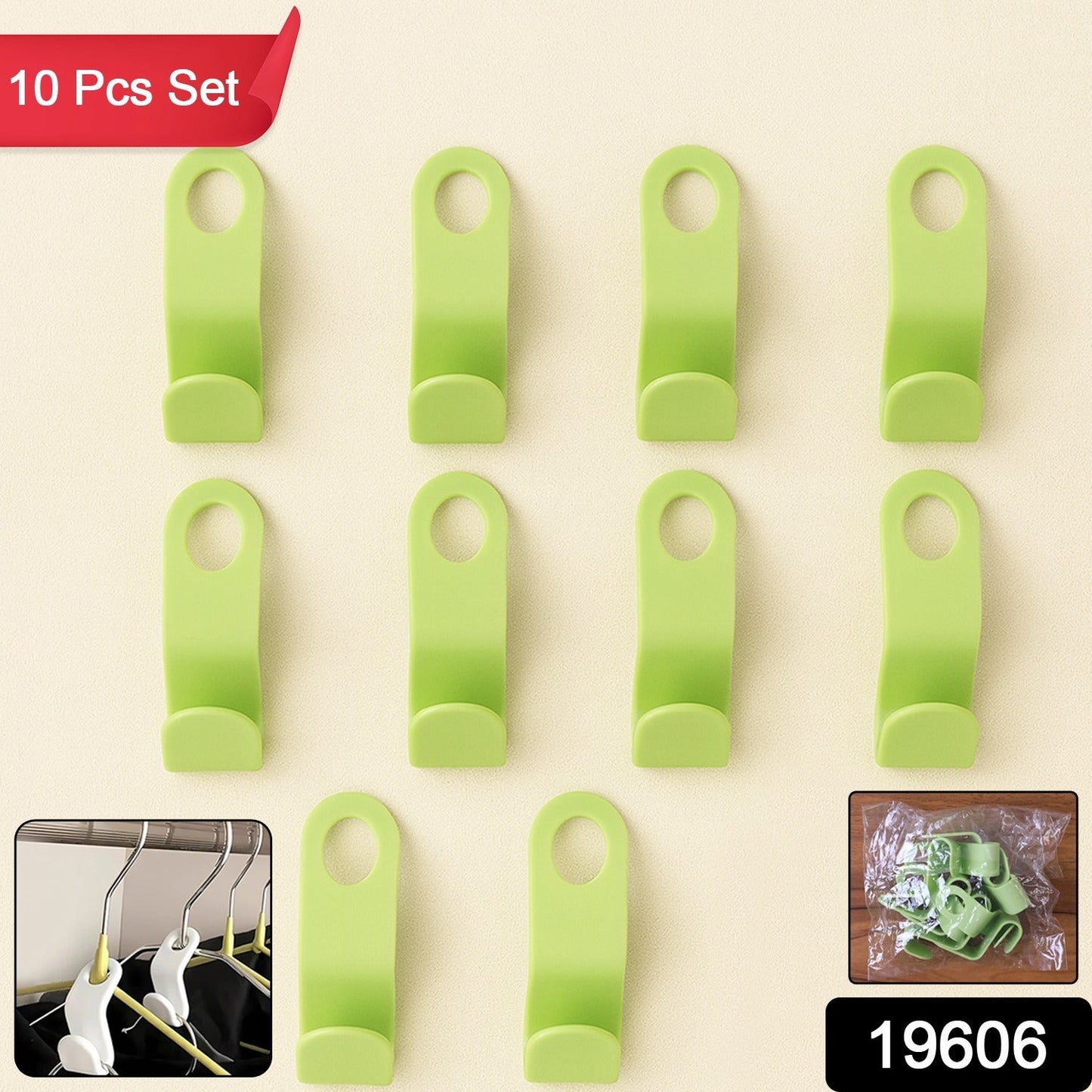 Space-Saving Plastic Hanger Hooks – Closet Organizer (10 Pc) - main product view