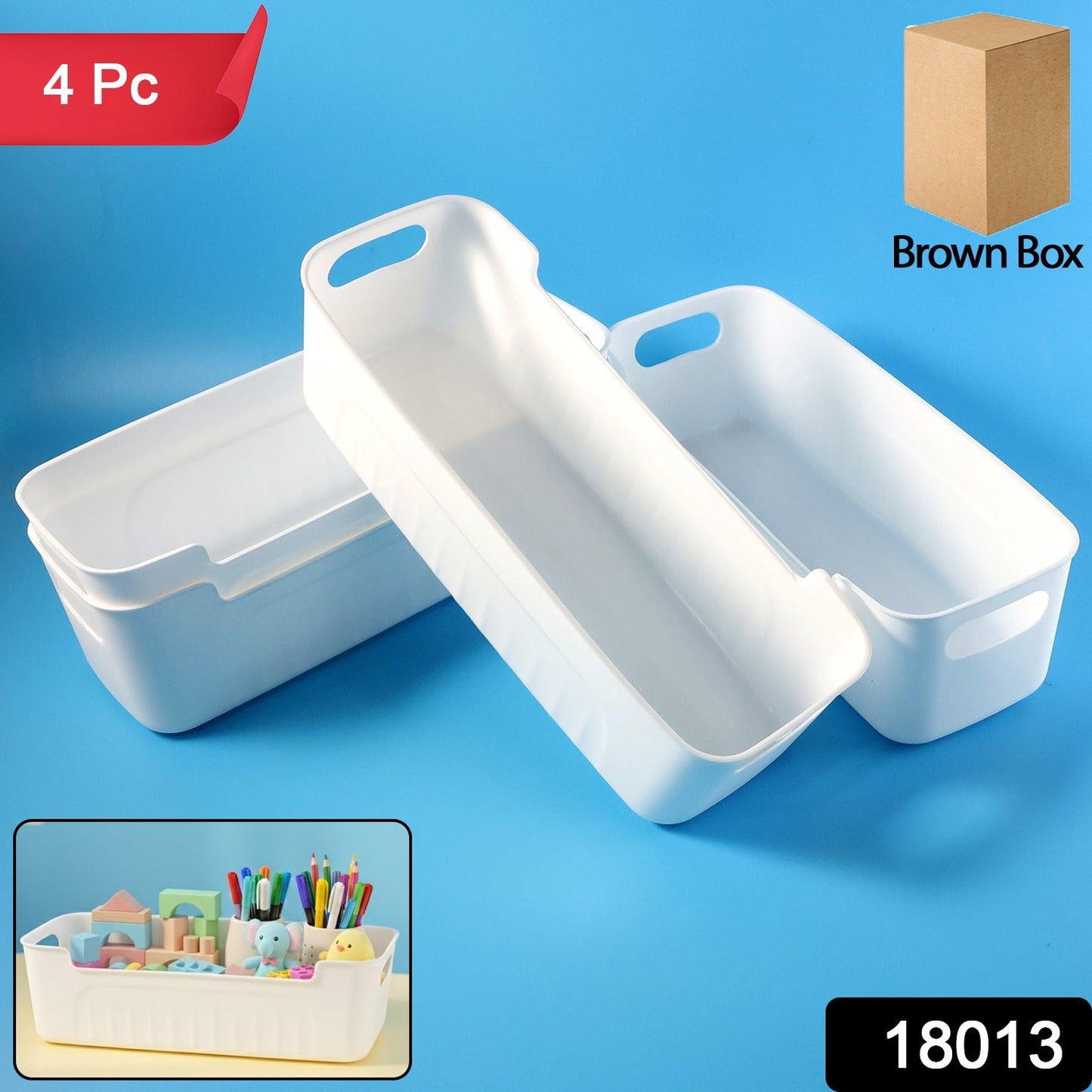 All-in-One White Plastic Storage Basket Set – Durable - main product view