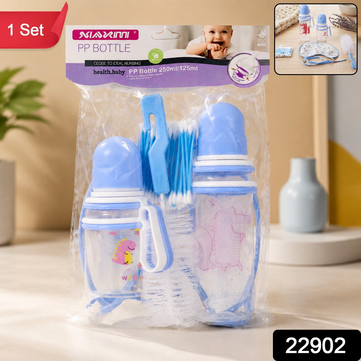 Baby Feeding Bottle Set with Bib & Brush for Newborn Care - view 2
