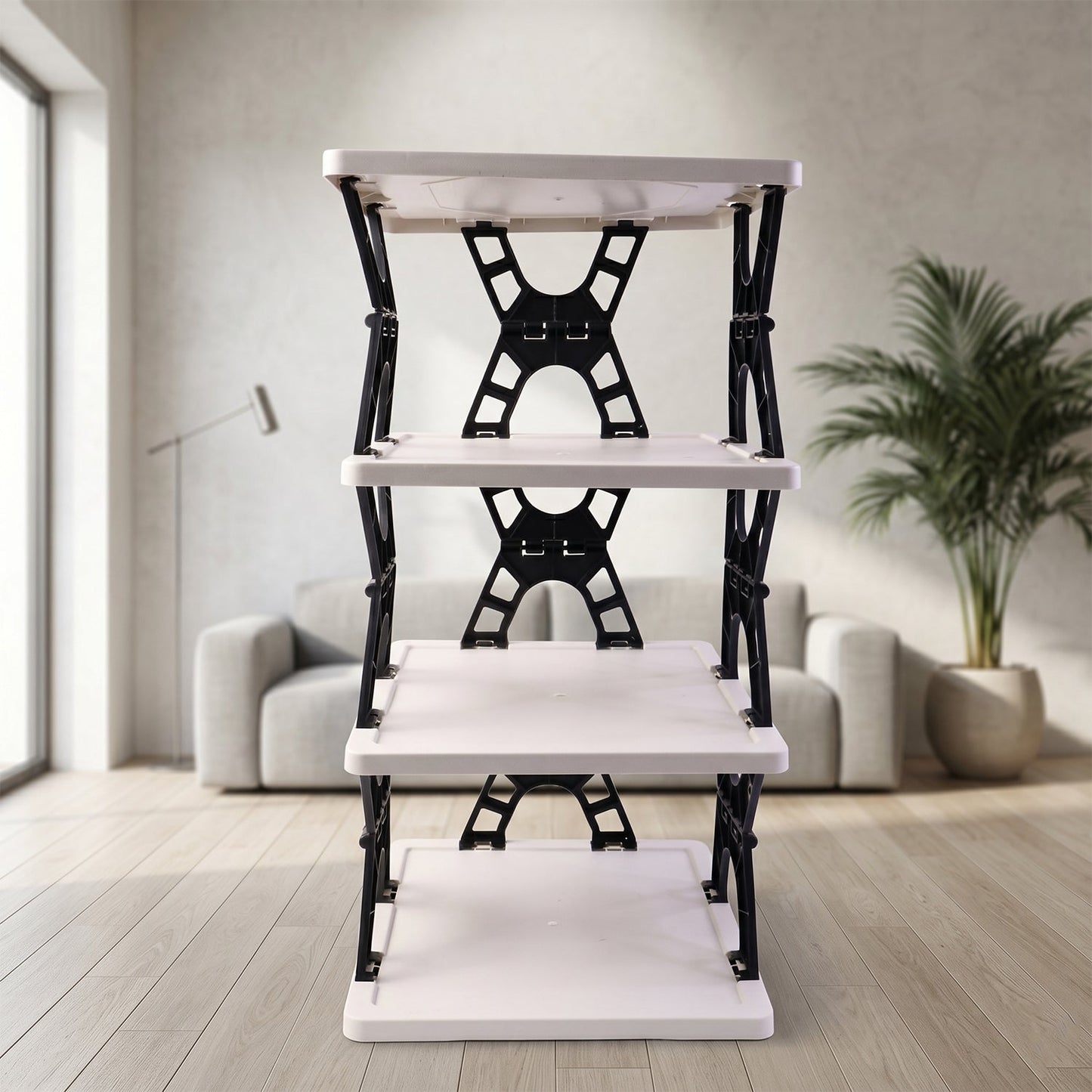 Multipurpose Foldable 4 Layer Storage Rack – Space Saving Organizer